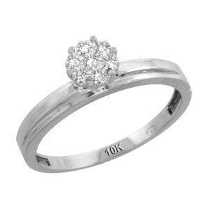 10k White Gold  Rea Diamond Engagement Ring 0.05 ct Brilliant Cut, 1/8 inch 3mm